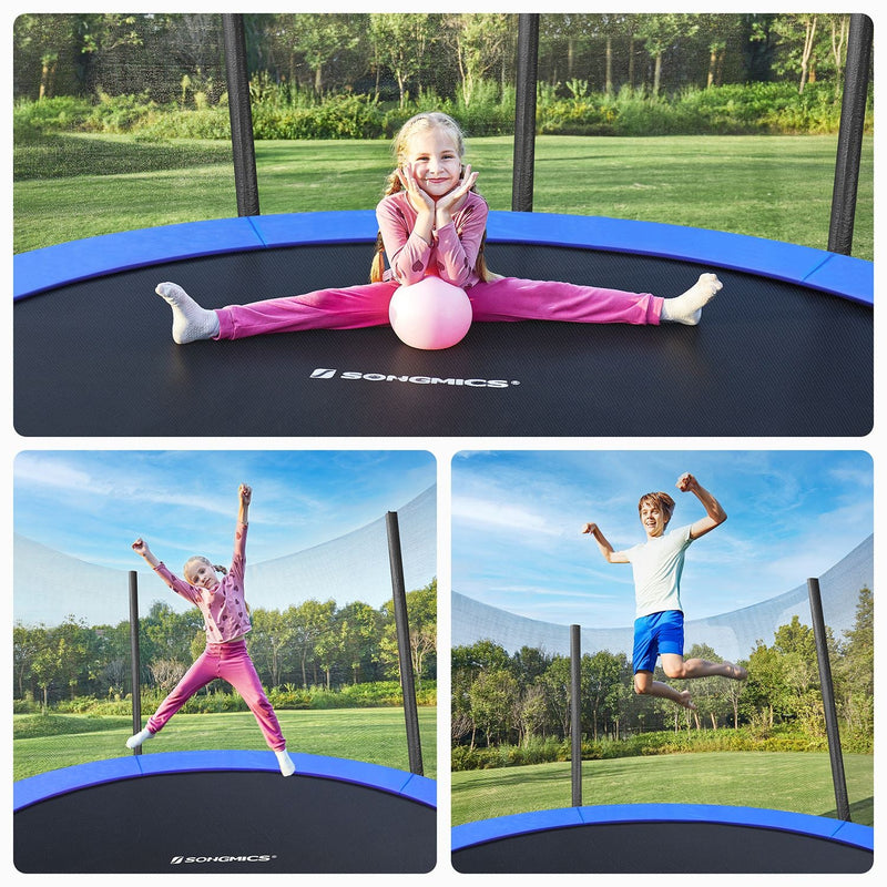 Trampolin Ø 366 cm - med säkerhetsnät - med stege -fodrade stavar