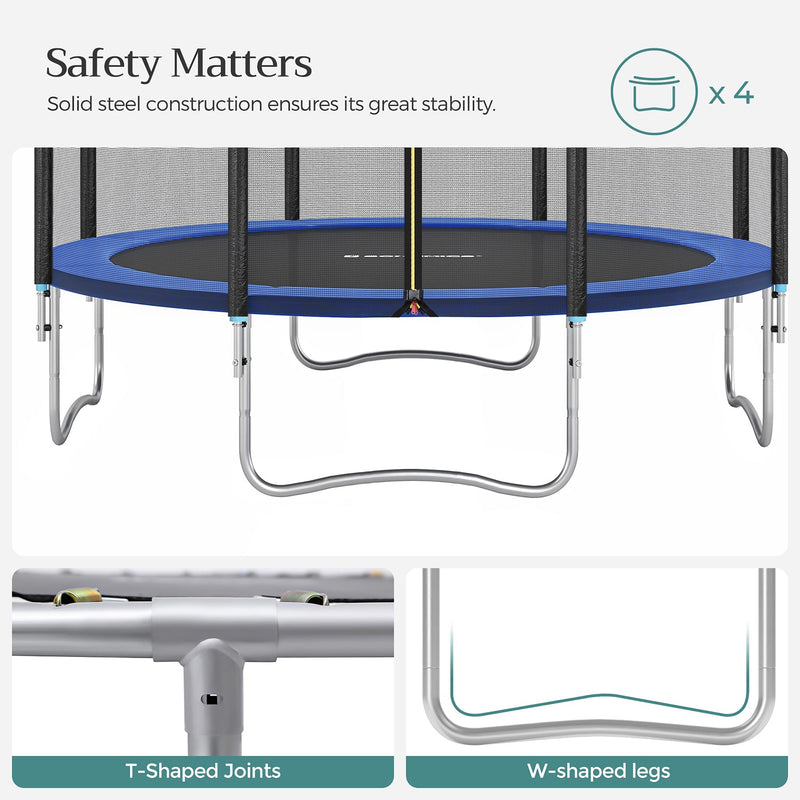 Trampoline Ø 366 cm - Met veiligheidsnet - Met ladder - Gevoerde stangen