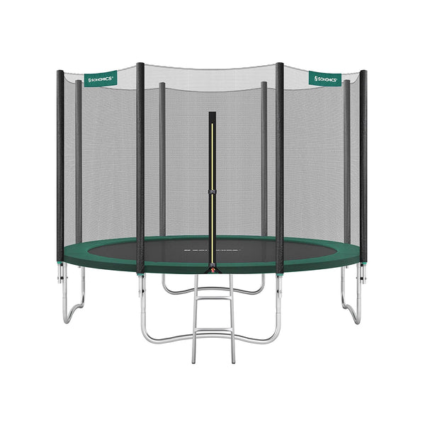 Trampoline Ø 366 cm - Trampoline de jardin rond - avec filet de sécurité et échelle - Black-Green