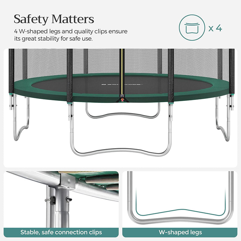 Trampoline Ø 366 cm - Ronde tuintrampoline - Met veiligheidsnet en ladder - Zwart-groen