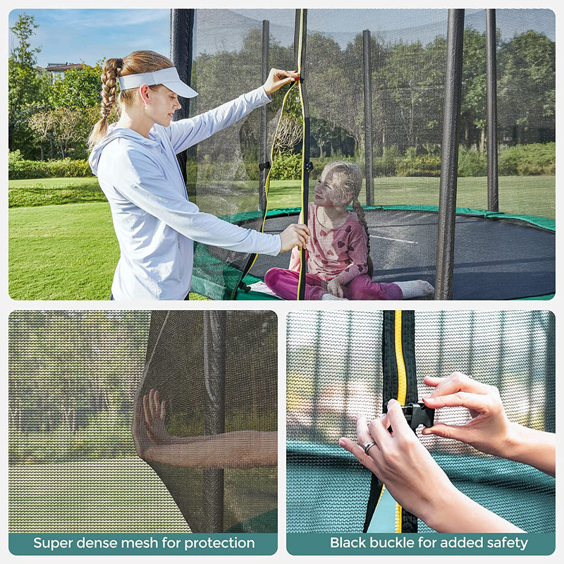 Trampolin Ø 366 cm - Rund trädgårdstrampolin - med säkerhetsnät och stege - svartgrön