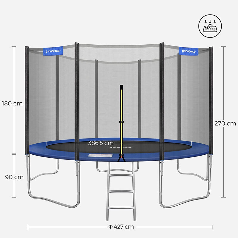 Trampolin - med stege och säkerhetsskydd - rund - Ø 427 cm