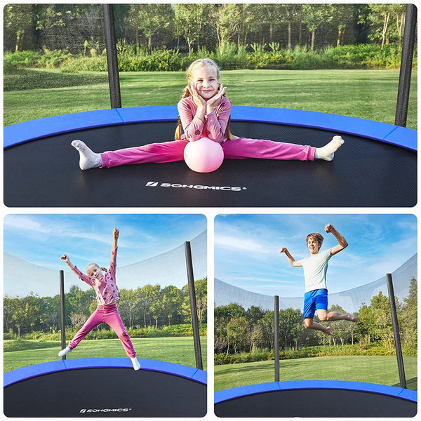 Trampoline - Trampoline de jardin - Ø 183 cm - avec filet de sécurité - avec escaliers - bleu