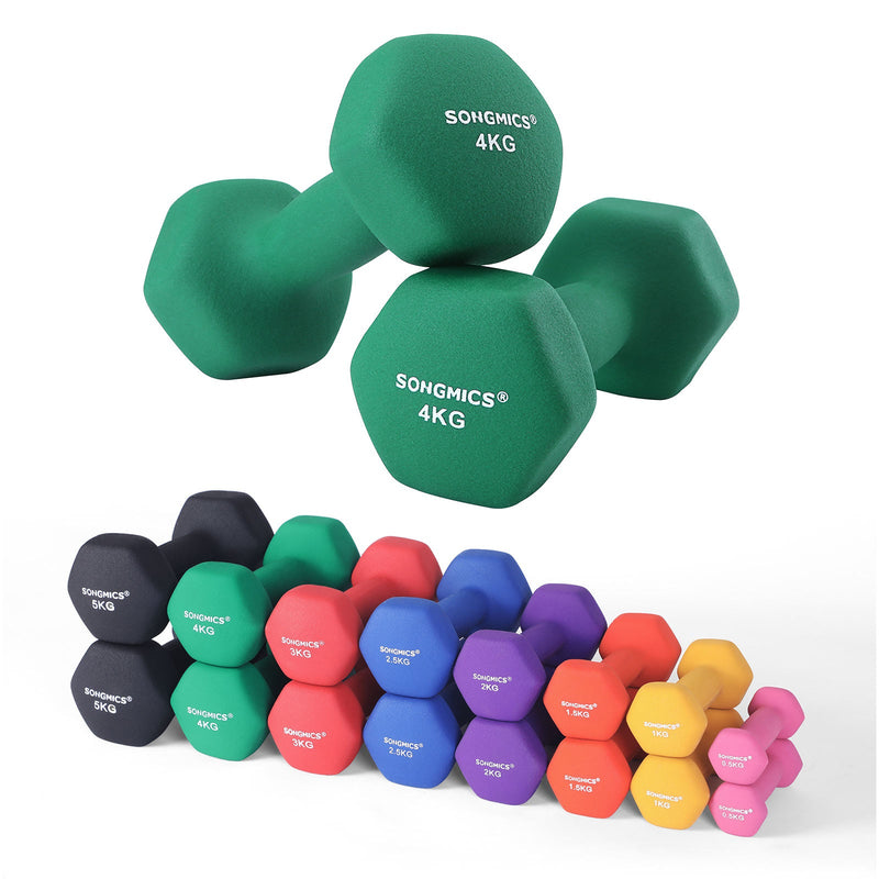 HALTERS - DUMBELLS - Ensemble de 2 - 4kg x 2 - vert