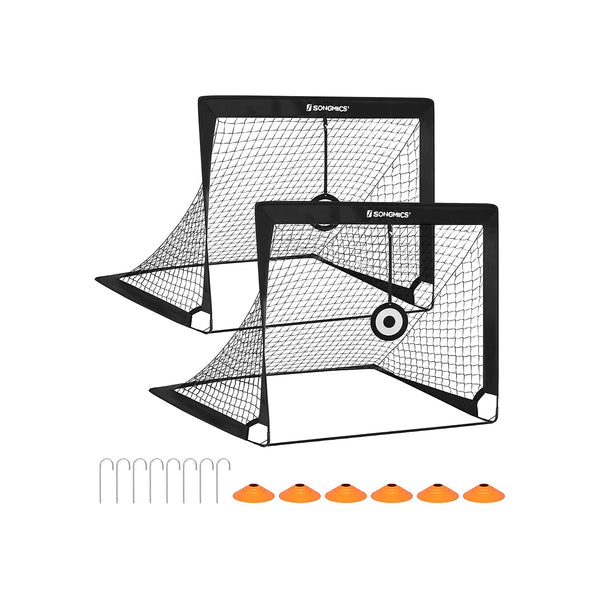 Voetbaldoelen - Voetbalgoal - Set van 2 -  Draagbaar - Opvouwbaar - Zwart