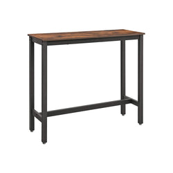 Table de bar - étroite - table de cuisine - comptoir - table de barre rectangulaire - cadre en métal robuste - 120 x 40 x 100 cm - noir brun