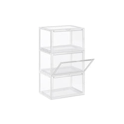 Cutie de pantofi - set de 3 - Organizator de încălțăminte stivuitoare - Cutie de plastic cu ușă transparentă