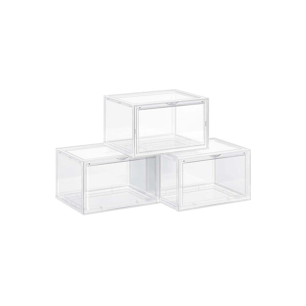 Schoenendoos - Set van 3 - Stapelbare schoenorganizer - Plastic doos met transparante deur