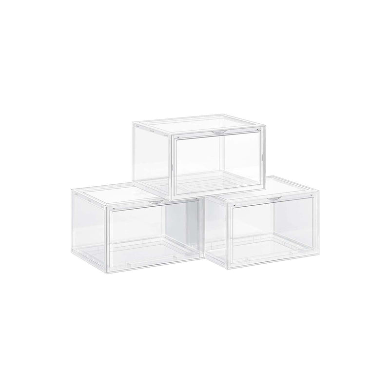 Cutie de pantofi - set de 3 - Organizator de încălțăminte stivuitoare - Cutie de plastic cu ușă transparentă