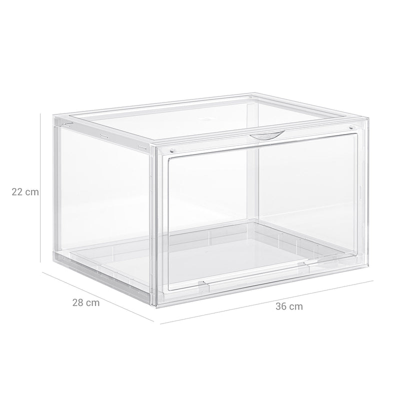 Cutie de pantofi - set de 3 - Organizator de încălțăminte stivuitoare - Cutie de plastic cu ușă transparentă