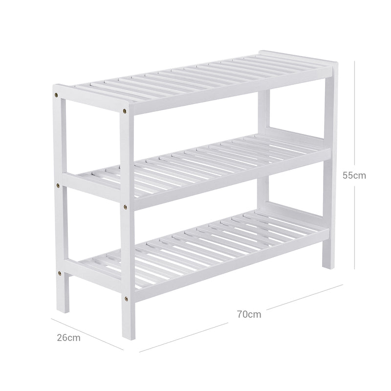 Bambu - skonställ - med 3 nivåer - vit - 70 x 55 x 26 cm