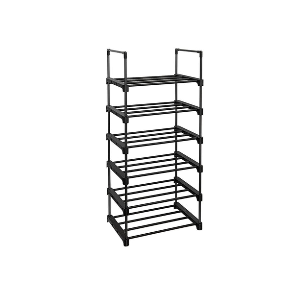 Metalsko rack - skoskab - med 6 hylder - sort