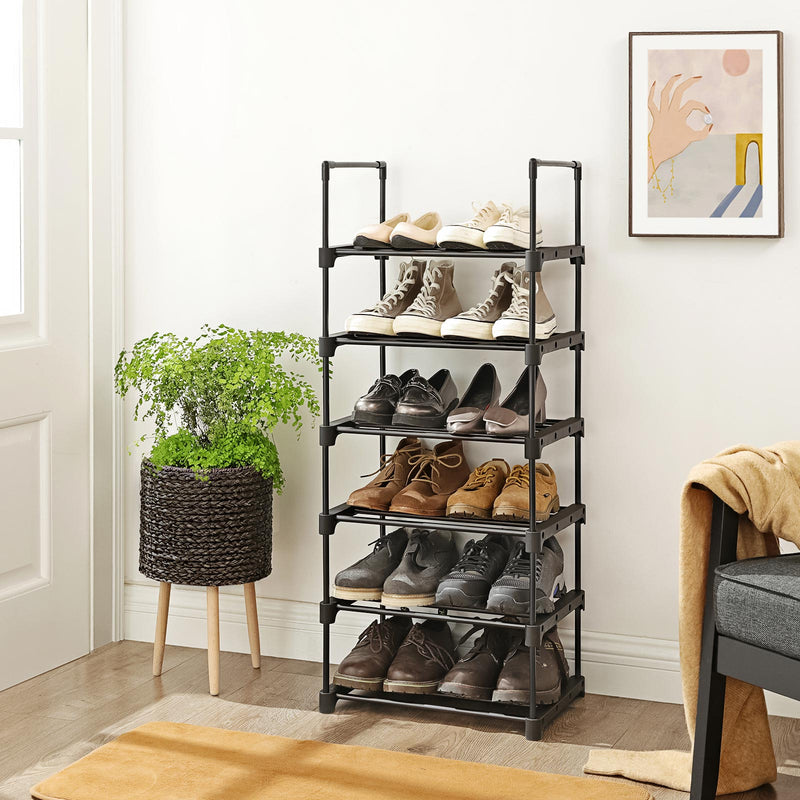 Rack à chaussures en métal - armoire à chaussures - avec 6 étagères - noir