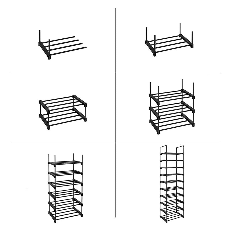 Pantof Rack - cu 10 rafturi - oțel metalic - 45x30x174cm - negru