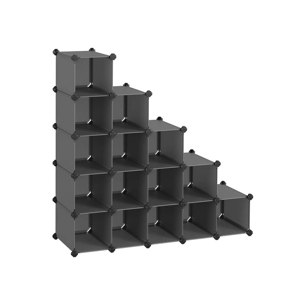 Rack à chaussures - boîtes de rangement - armoire cube - avec 15 compartiments - noir