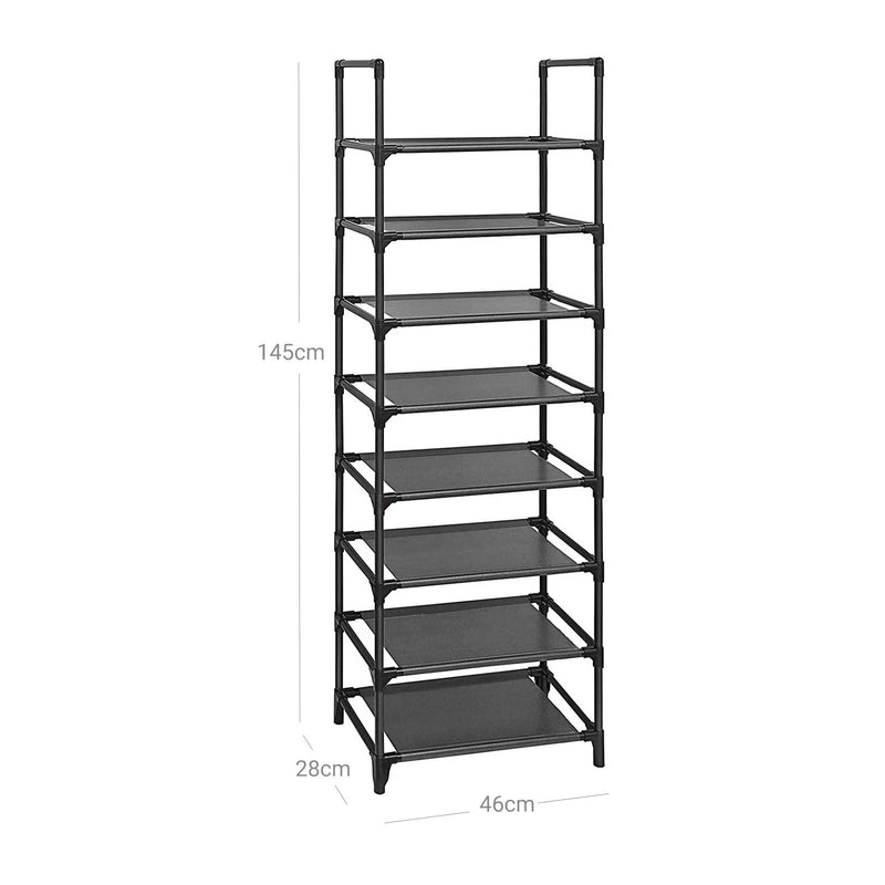 Shoe Rack med 8 hyllor - Standing Rack - Svart