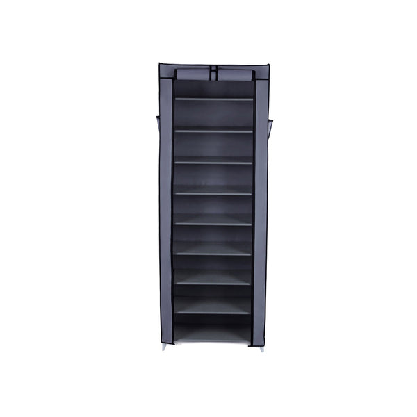 10 couches - Rack à chaussures - armoire à chaussures - pour environ 27 paires de chaussures - armoire à poussière - Gray