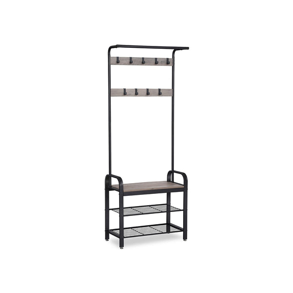 Rack en manteau avec porte-chaussures et banc - Design industriel - Gray