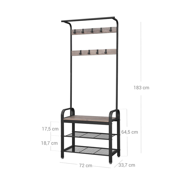 Combat cu suport cu suport pentru încălțăminte și bancă - design industrial - gri