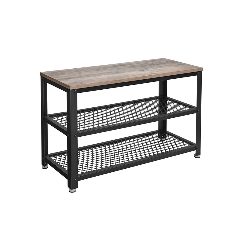 Banc de chaussures - Rack à chaussures - avec 2 étagères - Espace de rangement pour les chaussures - 73 x 30 x 45 cm - Gray-Black