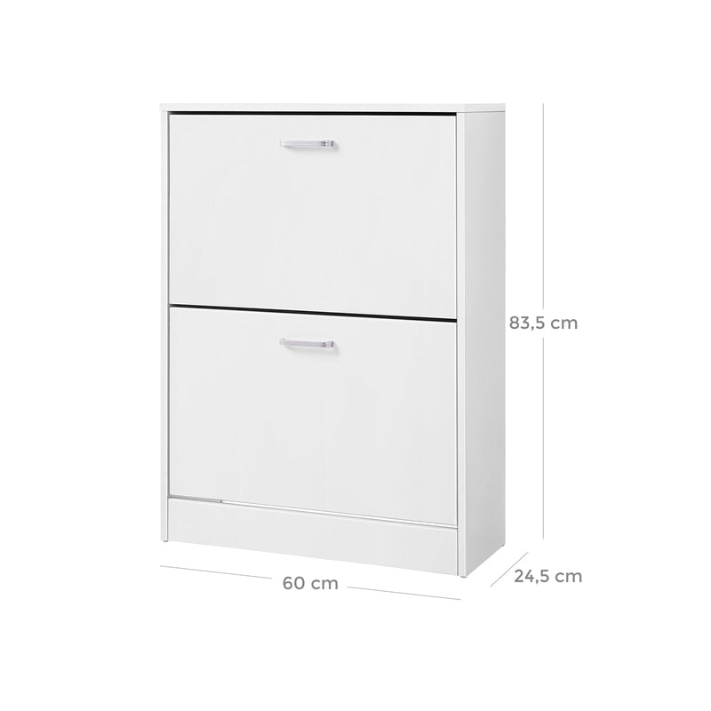 Armoire à chaussures - avec 2 portes pliantes - mur de partition réglable et amovible - pour 12 paires de chaussures - blanc