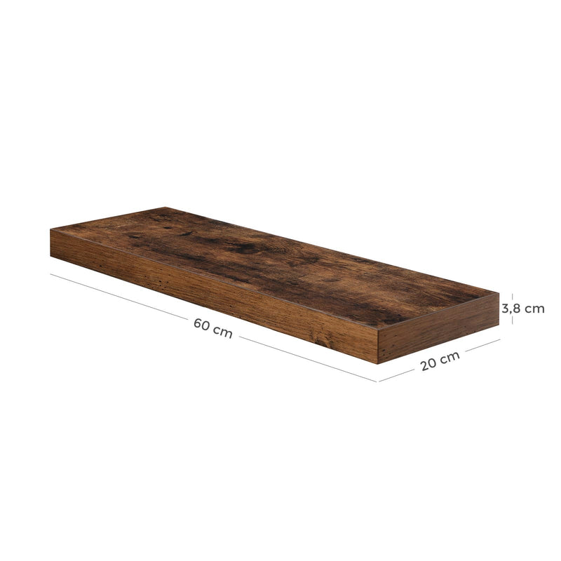 Zwevende plank -  In houtlook - 60 x 20 x 3,8 cm - Bruin