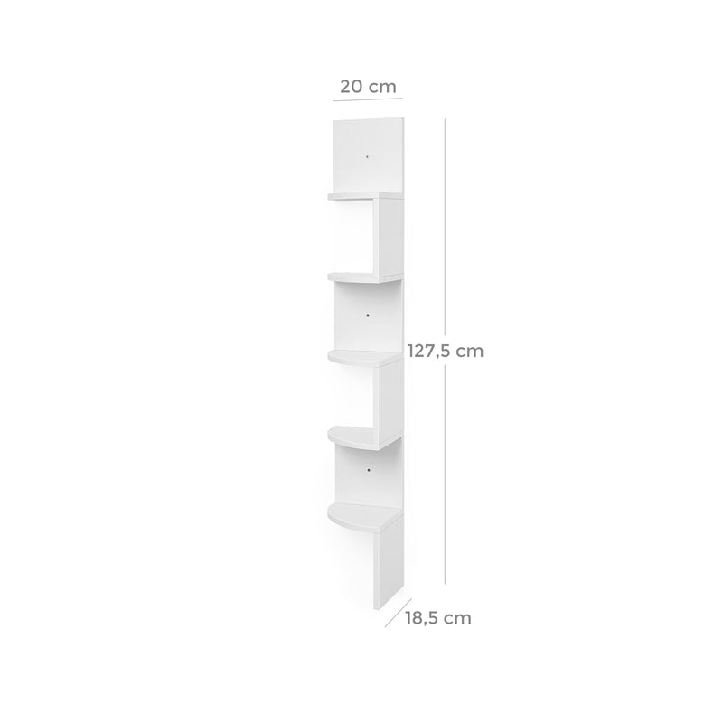 Board d'angle - étagère murale - avec 5 étagères - planche flottante - blanc