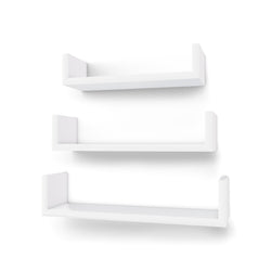 Étagère murale - Ensemble de 3 - étagère suspendue - haut brillant - 30/35/40 cm - blanc