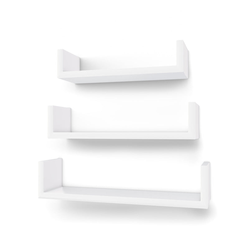 Étagère murale - Ensemble de 3 - étagère suspendue - haut brillant - 30/35/40 cm - blanc