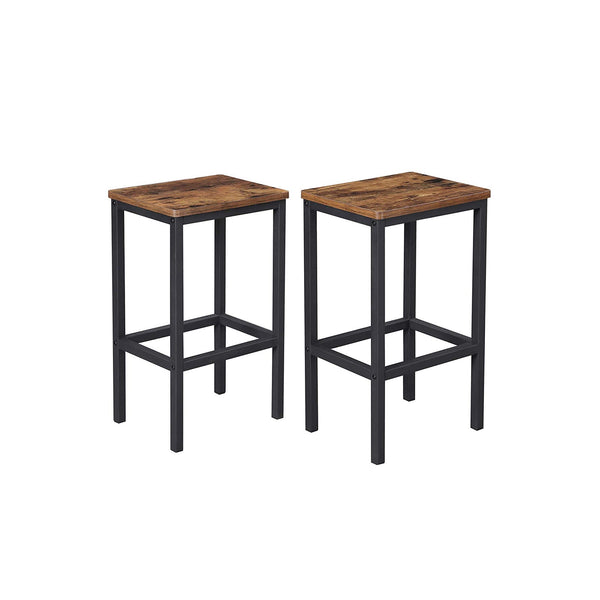 Tabourets de bar - chaises de salle à manger haute - ensemble de 2 - style industriel - marron et noir