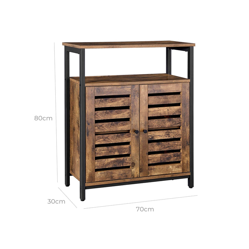 Dressoir - Ladekast - Met louvre deuren - Industrieel design - Bruin