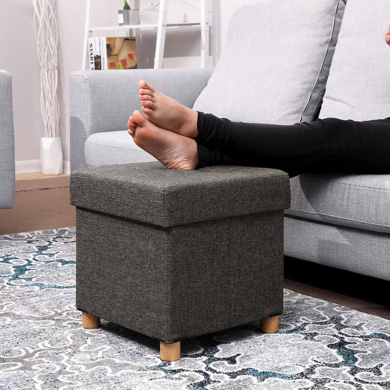 Seat Box - Pouf - fotpall med förvaringsutrymme - med lock - träben