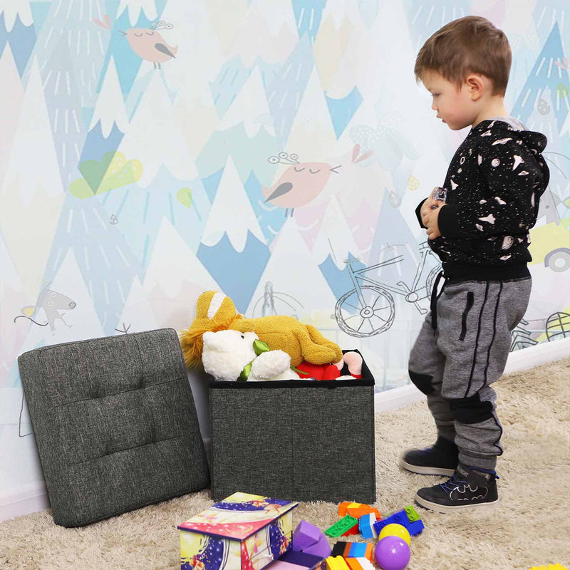 Boîte de siège - Pouf - Pobre avec espace de rangement - avec couvercle - jambes en bois