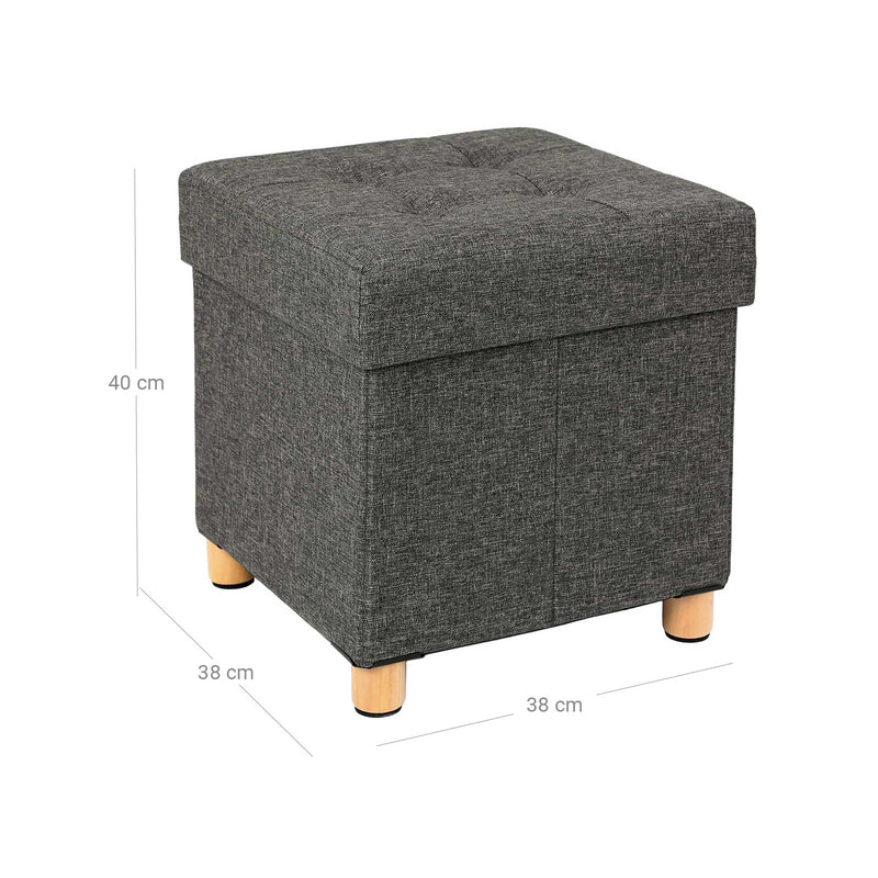 Seat Box - Pouf - fotpall med förvaringsutrymme - med lock - träben