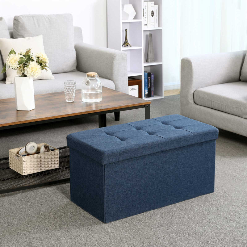 Boîte de siège - canapé - Stockage - Sofa ottoman - boîte avec couvercle - canapé pliable - jusqu'à 300 kg taxables - bleu