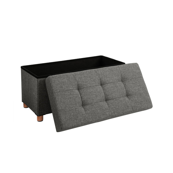 SEAT Cutie - POUF - Fottool - cu spațiu de depozitare și capac - cu labe din lemn - 76 x 38 x 40 cm - gri închis