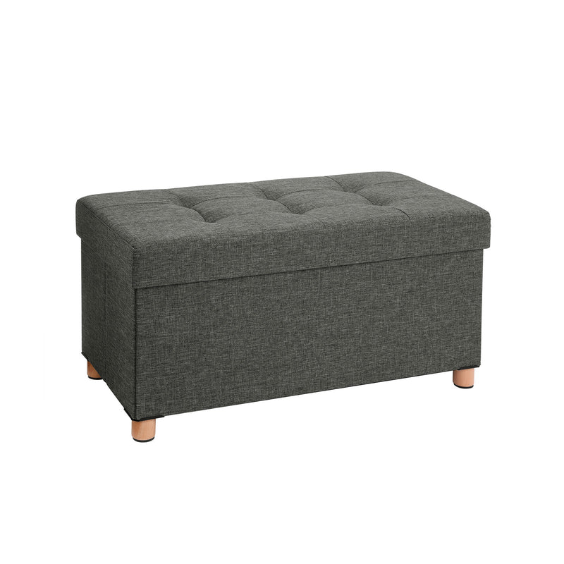 SEAT BOX - POUF - FODSTOOL - Med opbevaringsplads og låg - med træpootter - 76 x 38 x 40 cm - mørkegrå