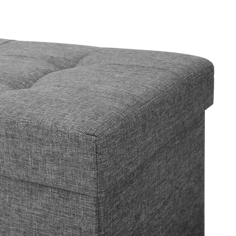 SEAT BOX - POUF - FODSTOOL - Med opbevaringsplads og låg - med træpootter - 76 x 38 x 40 cm - mørkegrå