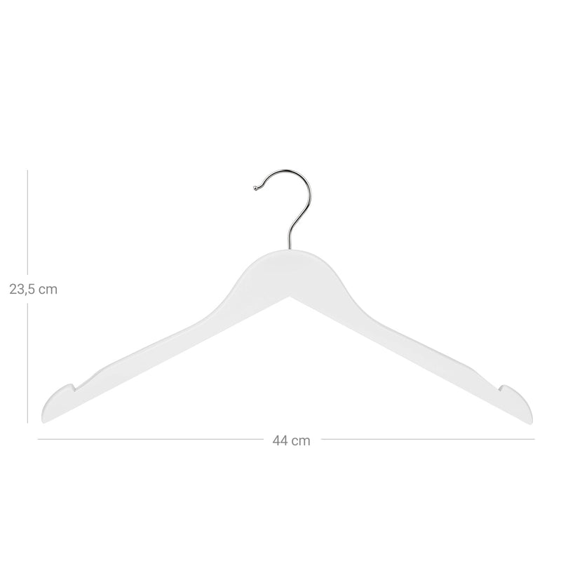 Tøjbøjler - fra massivt træ - 20 stykker - træ vedhæng - med hak - hvide