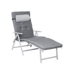 Lounger - solseng - Afeemable pude - sammenfoldelig - fra rustfrit aluminium - grå