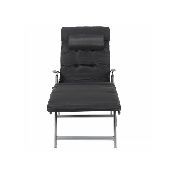 Lounger - sammenfoldelig - Lounge stol - aftagelig pude - fra rustfrit aluminium - sort