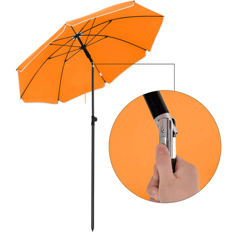 Parasol - Garden Parasol - Ø 160 cm - ottekantet - vipperbar - med krumtap - Orange