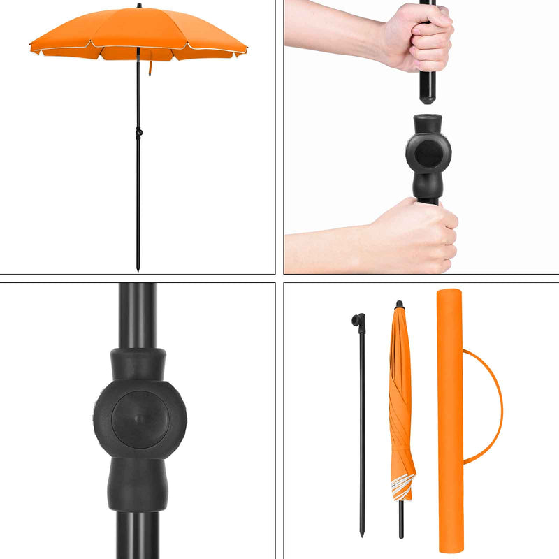 Parasol - Garden Parasol - Ø 160 cm - ottekantet - vipperbar - med krumtap - Orange