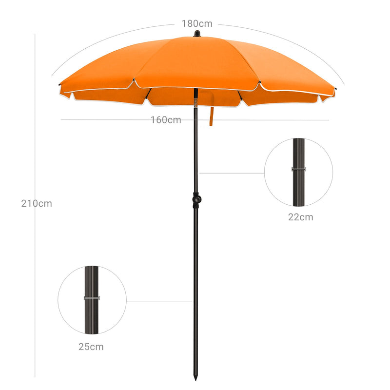 Parasol - Tuinparasol - Ø 160 cm - Achthoekig - Kantelbaar - Met zwengel - Oranje