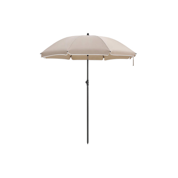 Parasol - Tuinparasol - Ø160 cm -  Met boog - Tuinparasol - Achthoekig zonnedak - Van polyester,glasvezel - Taupe