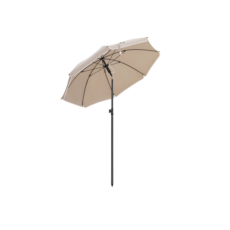 Parasol - Haveparasol - Ø160 cm - med bue - Haveparasol - ottekantet soltag - lavet af polyester, fiberoptisk - taupe