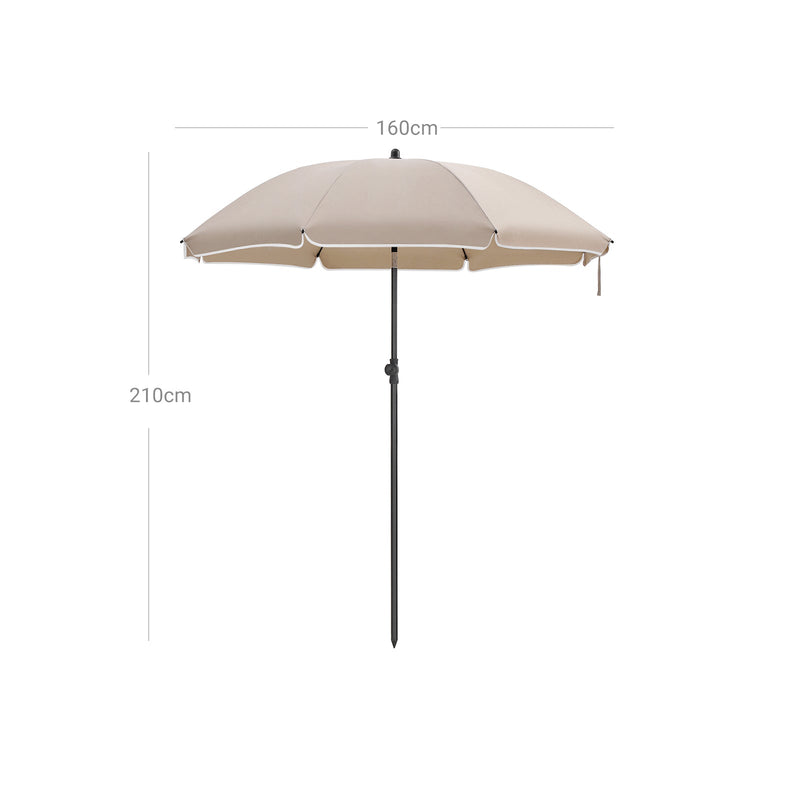 Parasol - Haveparasol - Ø160 cm - med bue - Haveparasol - ottekantet soltag - lavet af polyester, fiberoptisk - taupe