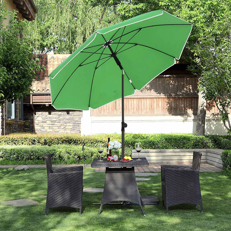 Parasol - Garden Parasol - Ø 180 cm - ottekantet - vippbar - med krumtap - grøn