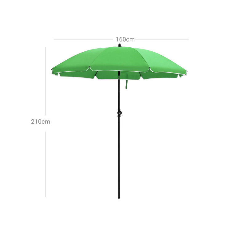 Parasol - Garden Parasol - Ø 180 cm - ottekantet - vippbar - med krumtap - grøn