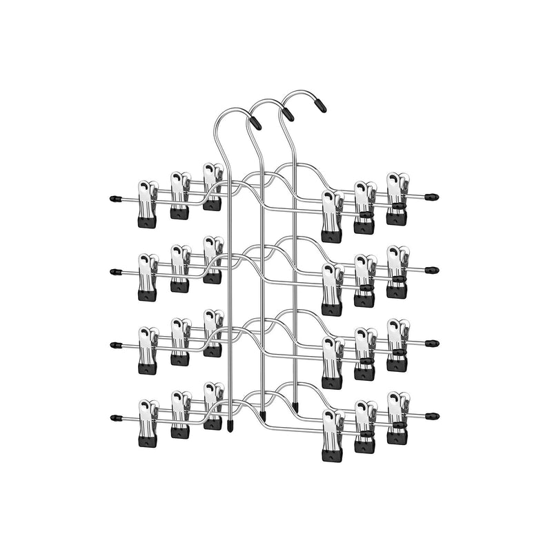 Broekhanger - Ruimtebesparend - Meerdere rokhangers - Met clips - Set van 3  - Metalen kleerhanger